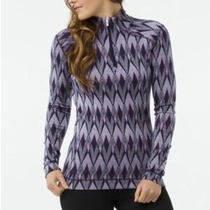 Smartwool Womens Merino Wool Quarter Zip Nordic Base Layer Purple Diamond  XS